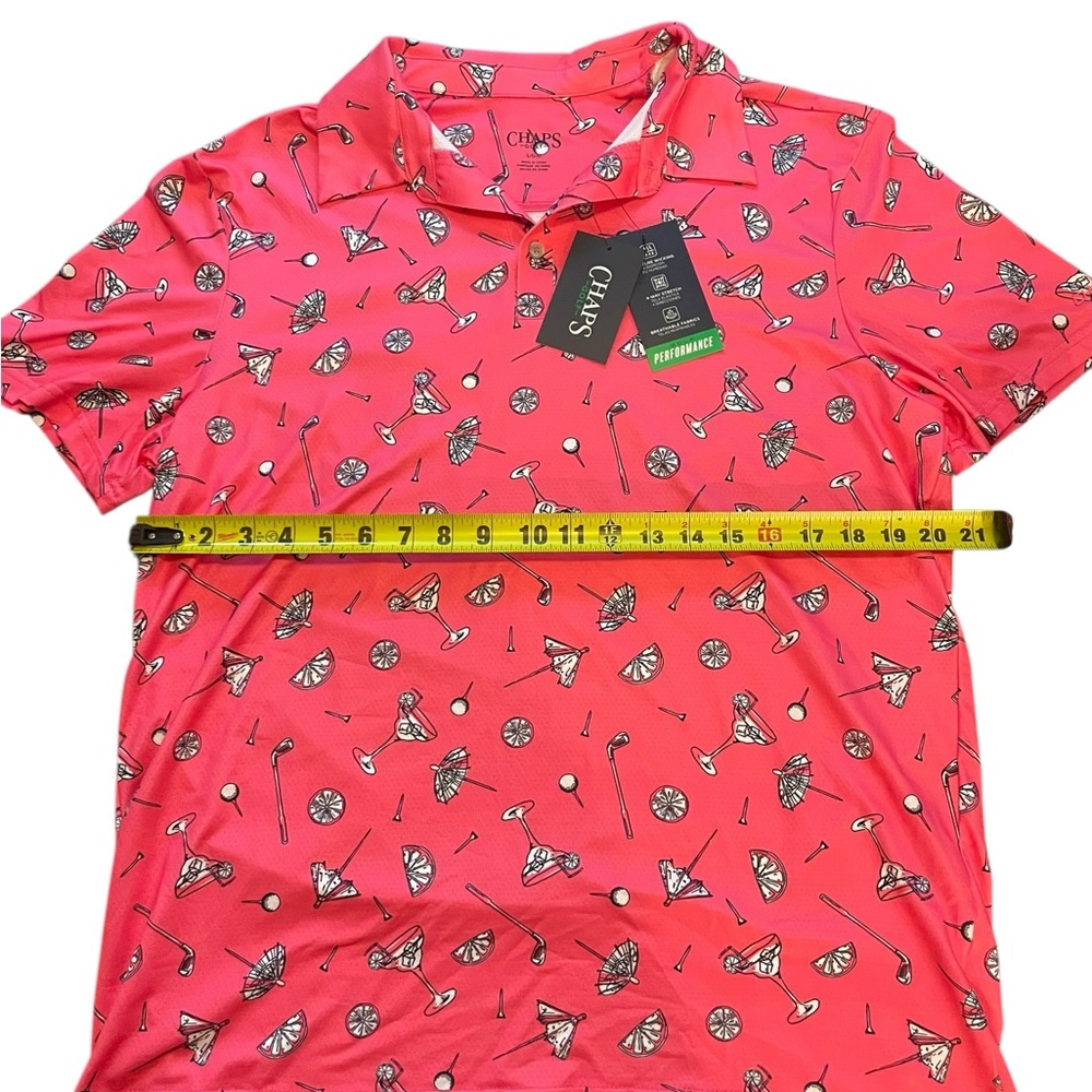 Chaps Men’s Pink Golf-Print Performance Polo - Picture 2 of 6